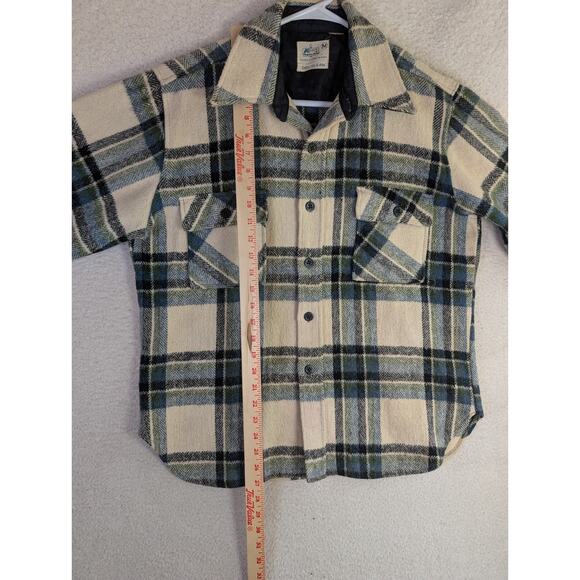 Vintage Kmart Flannel Shacket Mens Medium Buffalo Plaid 80s Western Button READ - Picture 4 of 16